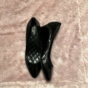 Cole Haan black patent leather wedges. Size 8. Only worn once inside.
